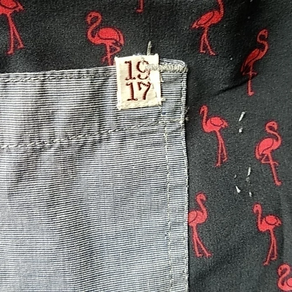 Swim Pink Flamingo Cargo Denim Pocket Blue Trunks Sz.XL